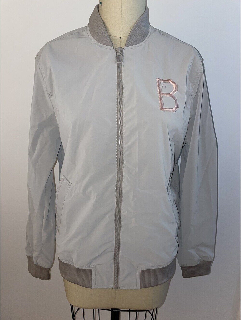 Zara Branded B Grey Bomber Jacket Size M Retail $78 NWT!!!